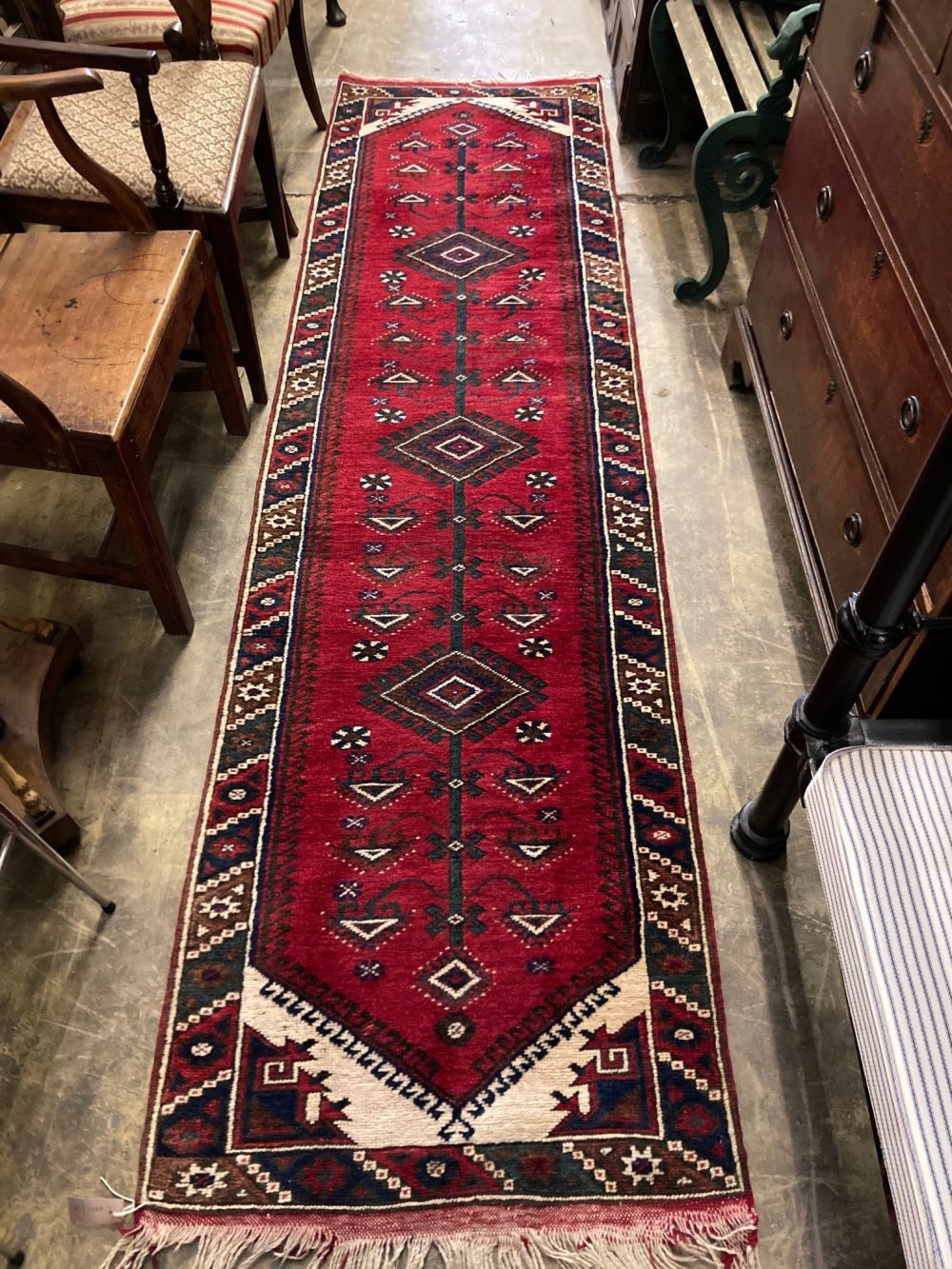 A Caucasian style runner, 290 x 78cm